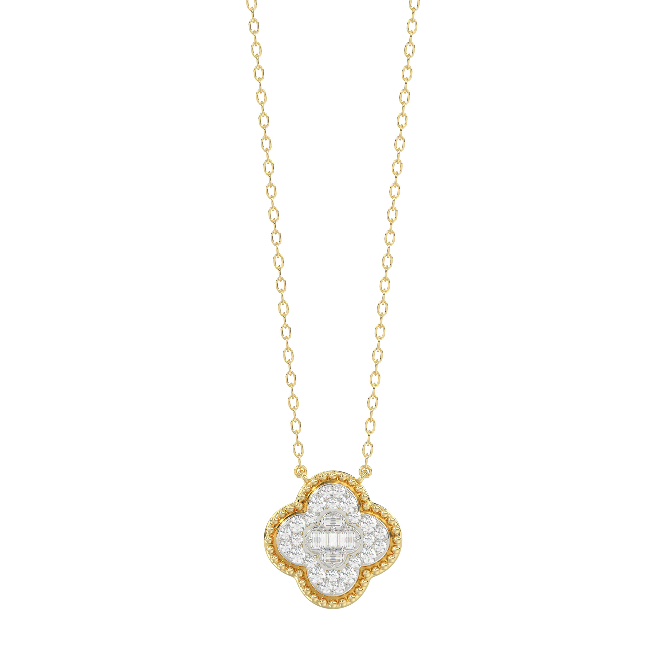 LADIES PENDANT 0.25CT ROUND/BAGUETTE DIAMOND 10K YELLOW GOLD 1 LADIES PENDANT 0.25CT ROUND/BAGUETTE DIAMOND 10K YELLOW GOLD - Image 1