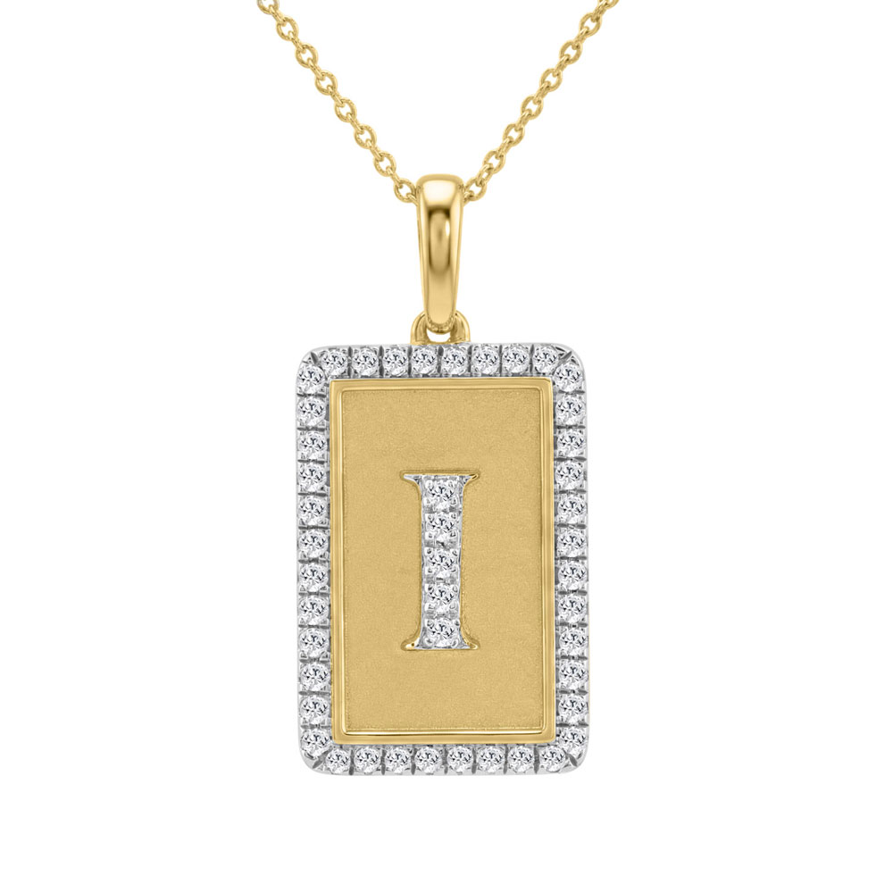 10K Yellow Gold letter 'I' Fashion Pendant With Chain - 0.20 CT Round Diamond Ladies Jewelry Gift 1 10K Yellow Gold letter 'I' Fashion Pendant With Chain - 0.20 CT Round Diamond Ladies Jewelry Gift - Image 1