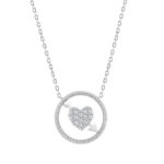 10K WHITE GOLD LADIES HEART AND ARROW PENDANT 0.15CT ROUND NATURAL DIAMOND, WITH CHAIN