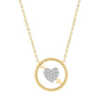 10K YELLOW GOLD LADIES HEART AND ARROW PENDANT 0.15CT ROUND NATURAL DIAMOND, WITH CHAIN