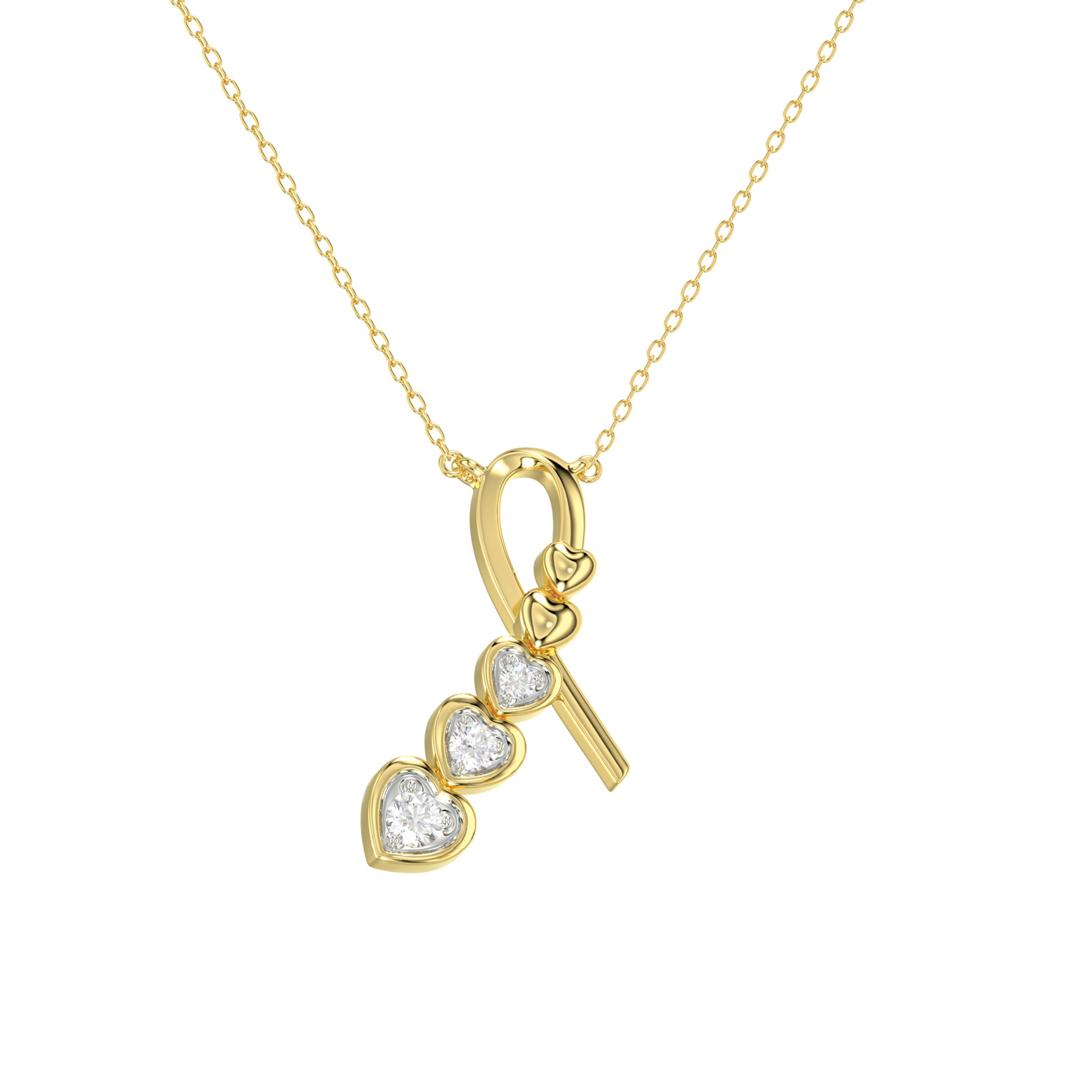10K YELLOW GOLD 0.10CT ROUND LADIES FASHION PENDANT WITH CHAIN 1 10K YELLOW GOLD 0.10CT ROUND LADIES FASHION PENDANT WITH CHAIN - Image 1