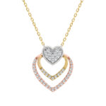 10K WHITE/YELLOW/ROSE GOLD LADIES FASHION HEART SHAPE PENDANT INCLUDES WITH CHAIN 0.25CT ROUND NATURAL DIAMOND