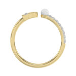 Stylish 10K Yellow Gold Ladies Ring Featuring Letter “B”, Luminous Pearl, And Round Diamond Accents. A Delicate 0.10Ct Fine Jewelry Piece. - Image 2