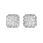 0.16 Ct Round Diamond Halo Earrings For Women Sterling Silver Stylish Jewelry Gift