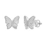 Sterling Silver Round Diamond Butterfly Stud Earrings For Women 0.16 Ct Round Cut Elegant Ladies Earrings - Image 3