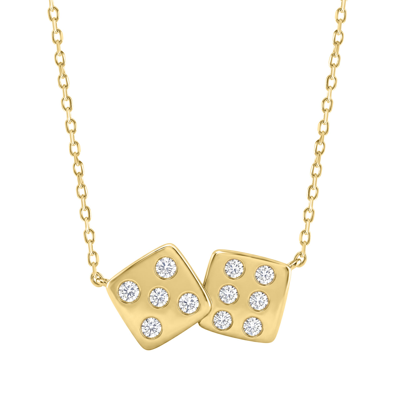 Classic 10K Yellow Gold Diamond Necklace For Ladies 0.16Ct Round Cut Diamonds 1 Classic 10K Yellow Gold Diamond Necklace For Ladies 0.16Ct Round Cut Diamonds - Image 1