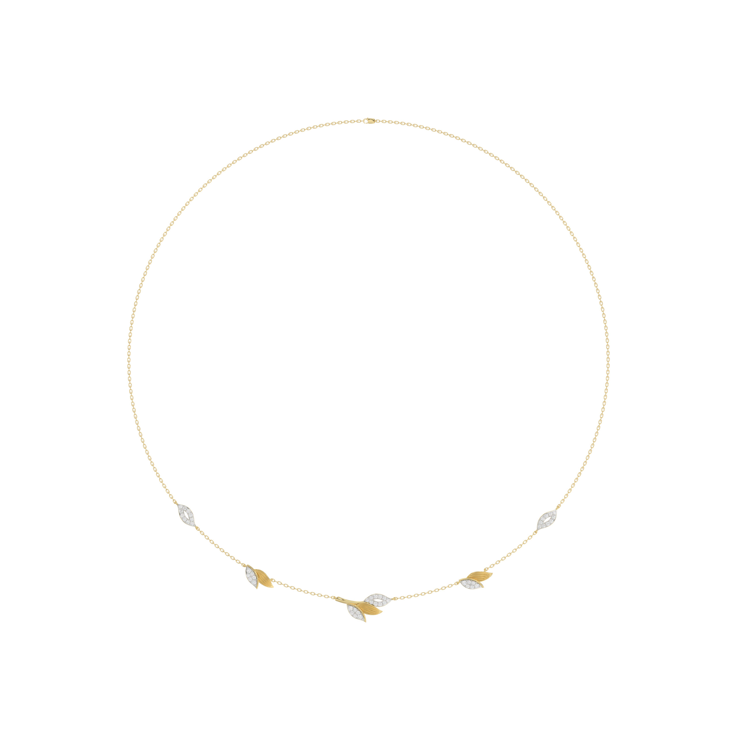 Ladies 10K Yellow Gold Leaf Charm Necklace With 0.33CT Round Diamond 1 Ladies 10K Yellow Gold Leaf Charm Necklace With 0.33CT Round Diamond - Image 1