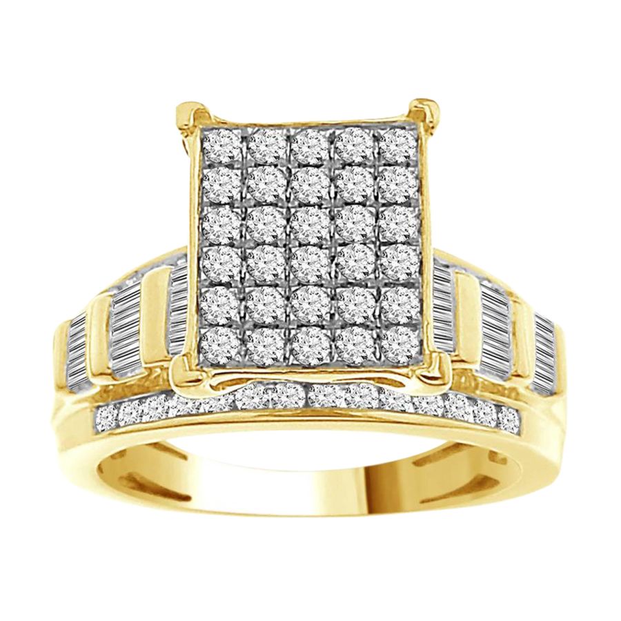 LADIES RING 1.00CT ROUND/BAGUETTE DIAMOND 10K YELLOW GOLD 1 LADIES RING 1.00CT ROUND/BAGUETTE DIAMOND 10K YELLOW GOLD - Image 1