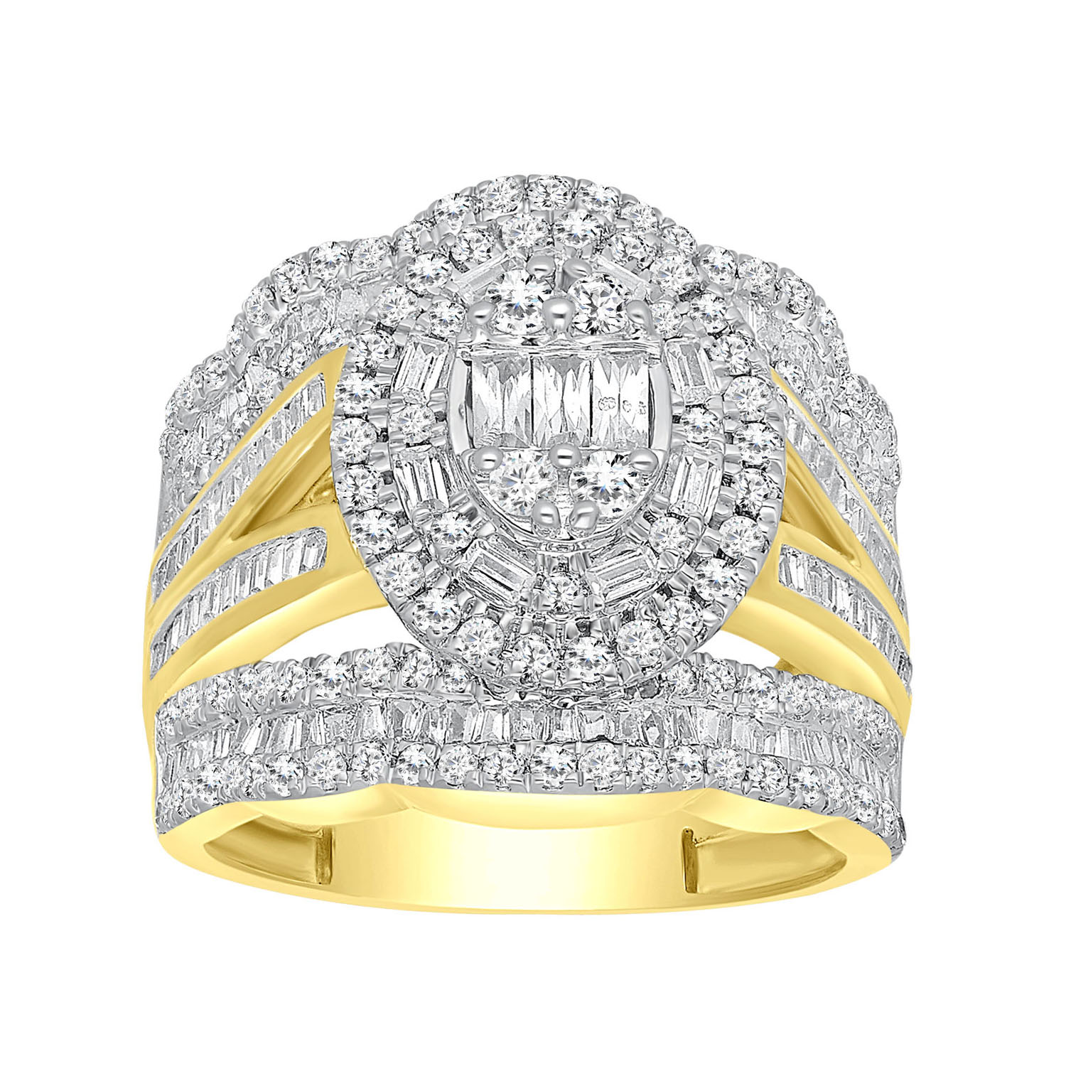 LADIES BRIDAL SET 2.00CT ROUND/BAGUETTE DIAMOND 14K YELLOW GOLD 1 LADIES BRIDAL SET 2.00CT ROUND/BAGUETTE DIAMOND 14K YELLOW GOLD - Image 1