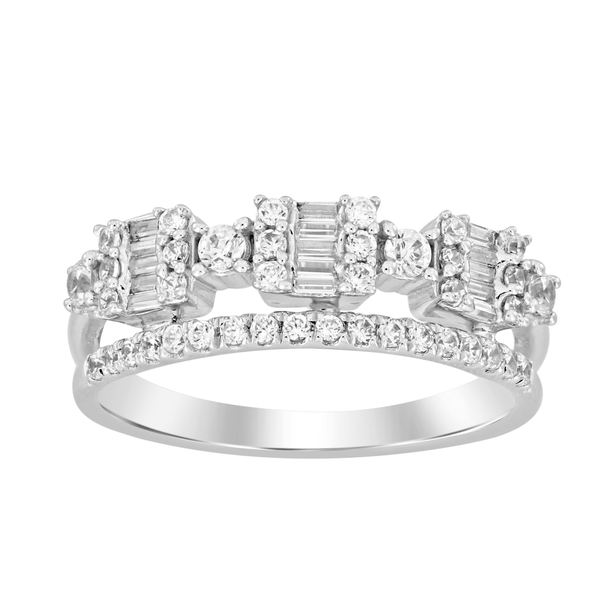 LADIES BAND 0.50CT ROUND/BAGUETTE DIAMOND 14K WHITE GOLD 1 LADIES BAND 0.50CT ROUND/BAGUETTE DIAMOND 14K WHITE GOLD - Image 1