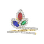 Elegant Multi-Stone 14K White Gold 0.75Ct Ladies Ring With Ruby, Sapphire, Emerald, And Marquise Diamonds. A Classic And Colorful Luxury Jewelry Piece - Image 5