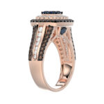 Bold And Elegant 14K Rose Gold Ladies Ring Featuring 1.50Ct Round Diamonds In Blue, Dark Brown , And White Tones. A Striking Multi-Stone Design Perfec - Image 4