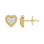 Elegant 0.20Ct Round Diamond Heart Earrings In 10K Yellow Gold Romantic Ladies Fine Jewelry - Image 2