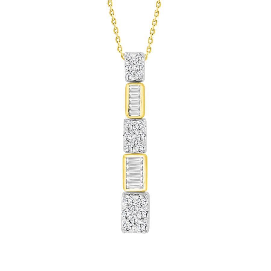 LADIES PENDANT WITH CHAIN 0.50CT ROUND/BAGUETTE DIAMOND 14K WHITE GOLD (SI QUALITY) 1 LADIES PENDANT WITH CHAIN 0.50CT ROUND/BAGUETTE DIAMOND 14K WHITE GOLD (SI QUALITY) - Image 1