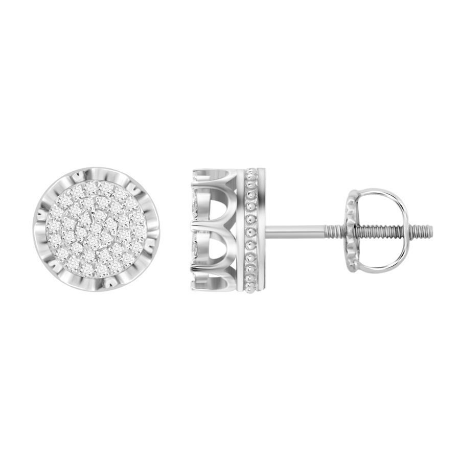 Sterling Silver 0.25CT Round Diamond Cluster Earrings For Ladies 1 Sterling Silver 0.25CT Round Diamond Cluster Earrings For Ladies - Image 1