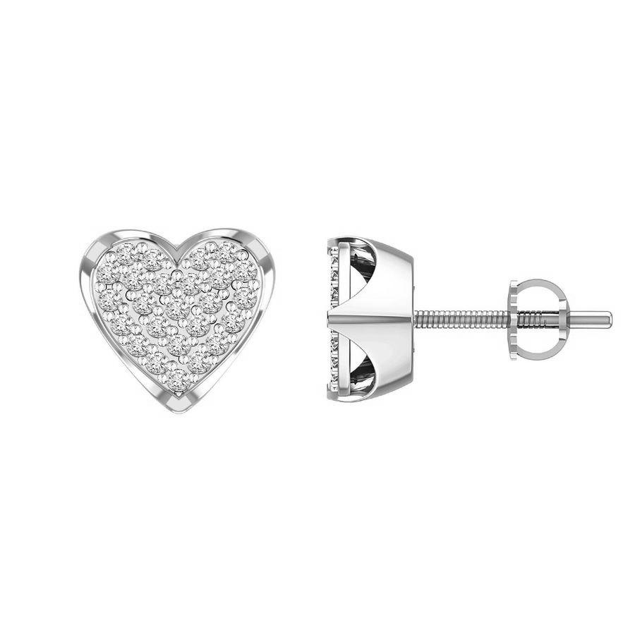 Sterling Silver 0.15CT Round Diamond Heart Cluster Earrings For Women Heart-Shaped Diamond Earrings 1 Sterling Silver 0.15CT Round Diamond Heart Cluster Earrings For Women Heart-Shaped Diamond Earrings - Image 1