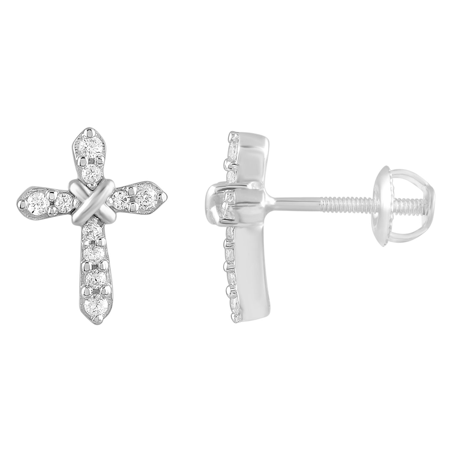 Sterling Silver 0.15CT Round Diamond Fashion Earrings In Elegant Ladies Diamond Stud Earrings 1 Sterling Silver 0.15CT Round Diamond Fashion Earrings In Elegant Ladies Diamond Stud Earrings - Image 1