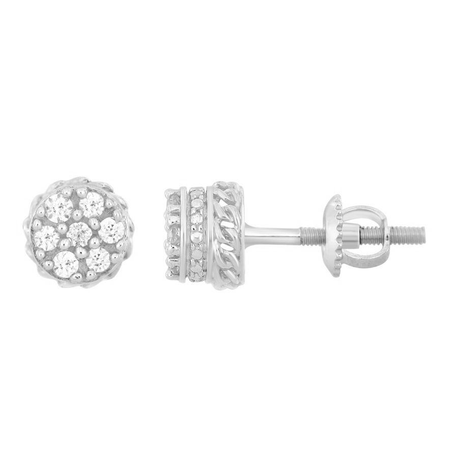 Sterling Silver 0.15CT Round Diamond Fashion Earrings In Elegant Ladies Diamond Earrings 1 Sterling Silver 0.15CT Round Diamond Fashion Earrings In Elegant Ladies Diamond Earrings - Image 1