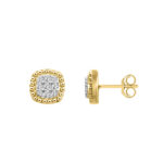 Ladies 10K Yellow Gold 0.20CT Round Diamond Cluster Earrings Fashion Jewelry Design