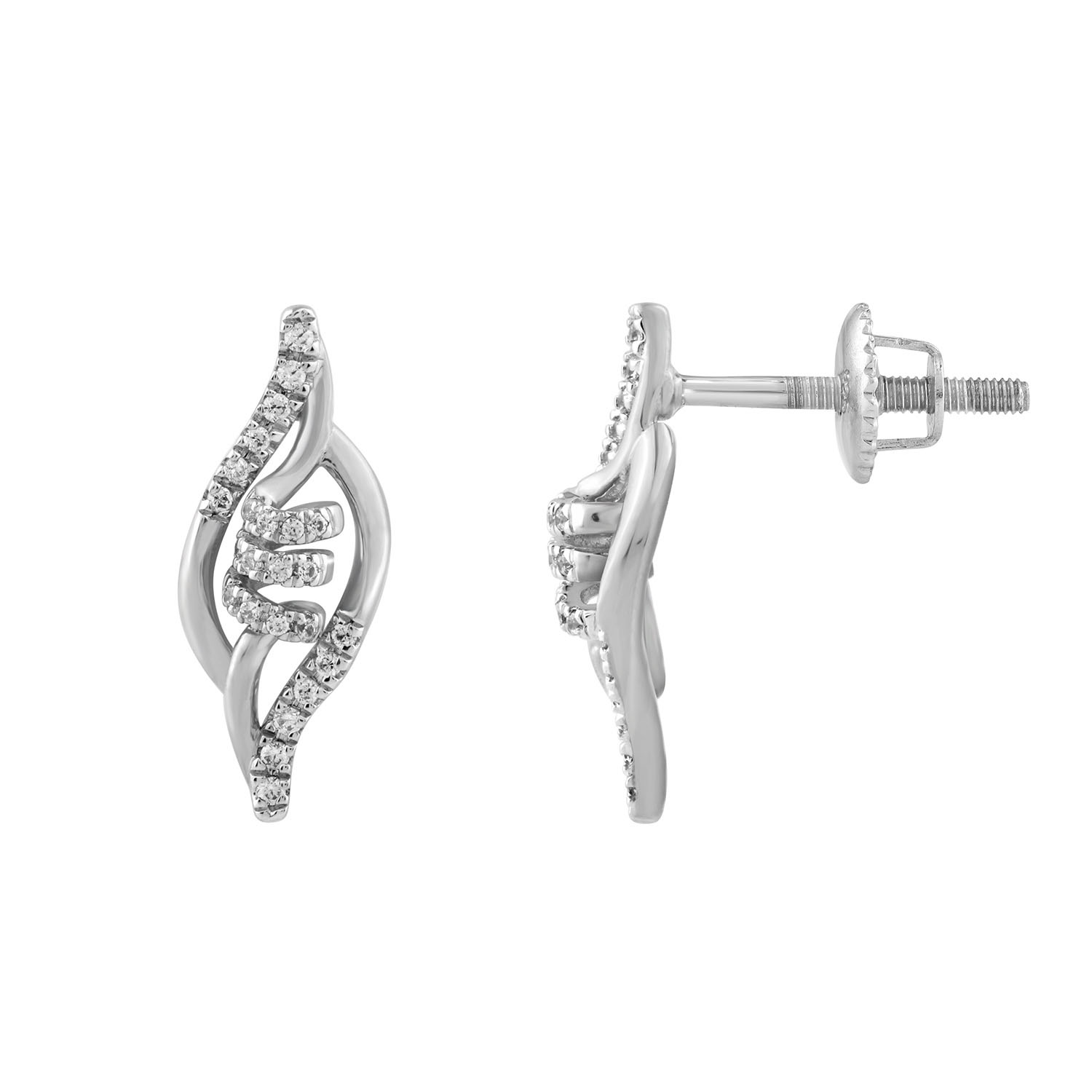 Ladies Sterling Silver 0.16CT Round Diamond Earrings Classic Fashion Jewelry 1 Ladies Sterling Silver 0.16CT Round Diamond Earrings Classic Fashion Jewelry - Image 1