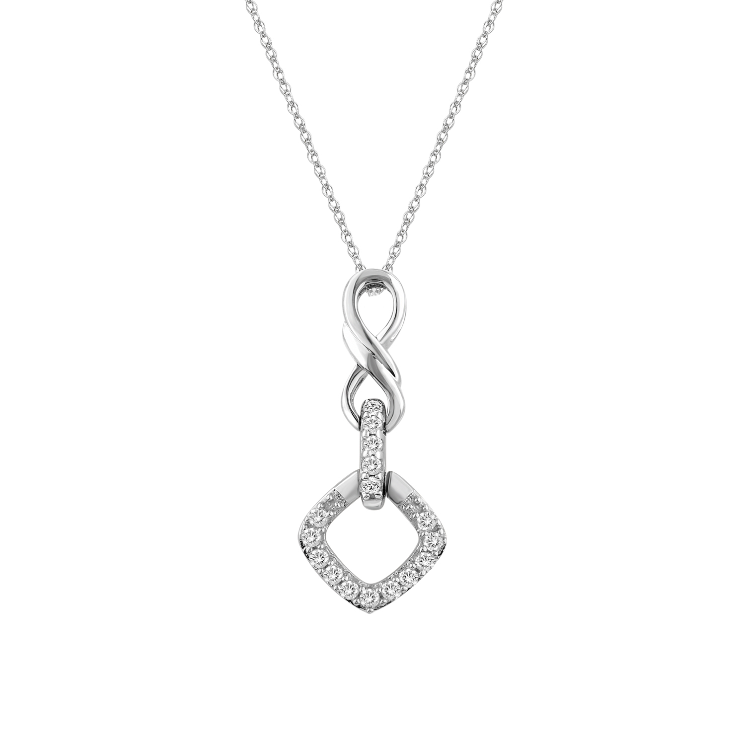 Sterling Silver Ladies 0.10CT Round Diamond Infinity Pendant With Chain Elegant Fashion Pendant 1 Sterling Silver Ladies 0.10CT Round Diamond Infinity Pendant With Chain Elegant Fashion Pendant - Image 1