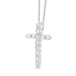 LADIES CROSS PENDANT WITH CHAIN 1CT ROUND DIAMOND 14K WHITE GOLD - Image 2