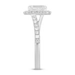 LADIES RING 1 1/2CT ROUND/EMERALD DIAMOND 14K WHITE GOLD (CENTER STONE EMERALD DIAMOND 1CT) - Image 3