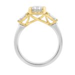 14K White/Yellow Gold 2 3/4Ct Round & Emerald Cut Lab-Grown Diamond Three-Stone Ladies Engagement Bridal Ring 2Ct Emerald Center Stone (Color F-G -Cla - Image 2