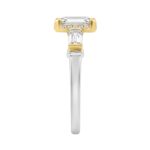 14K White/Yellow Gold 2 3/4Ct Round & Emerald Cut Lab-Grown Diamond Three-Stone Ladies Engagement Bridal Ring 2Ct Emerald Center Stone (Color F-G -Cla - Image 3