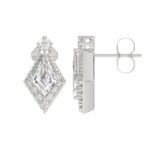 14K WHITE GOLD 1 1/4CT ROUND/KITE STEP CUT DIAMOND LADIES EARRINGS - Image 2