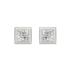 LADIES SOLITAIRE EARRINGS 3CT PRINCESS DIAMOND 14K WHITE GOLD