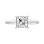 LADIES SOLITAIRE RING 2CT PRINCESS DIAMOND 14K WHITE GOLD - Image 5