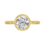 LADIES SOLITAIRE RING 2CT ROUND DIAMOND 14K YELLOW GOLD (CENTER STONE ROUND DIAMOND 2CT ) - Image 5