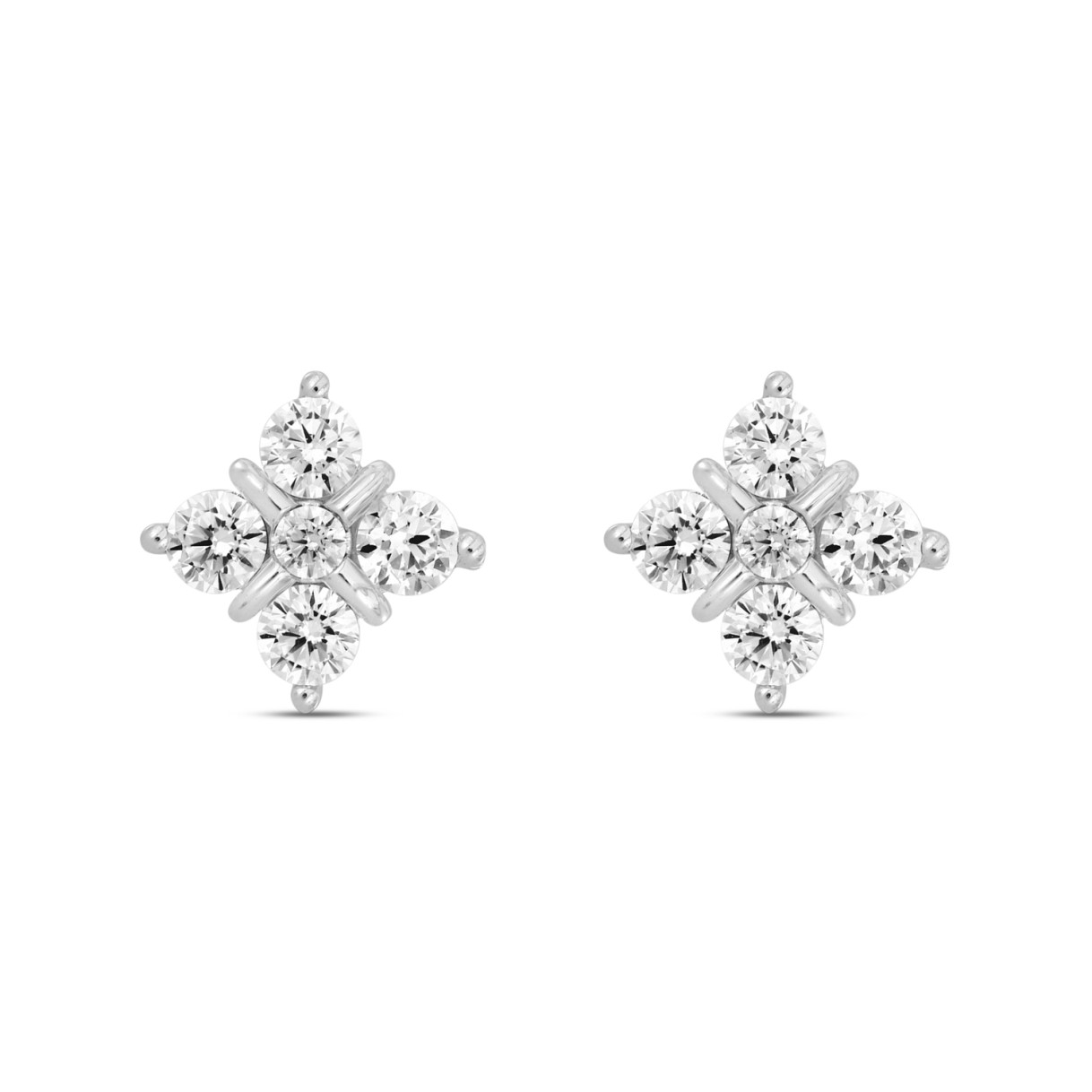14K WHITE GOLD 1 1/2CT ROUND DIAMOND LADIES EARRINGS 1 14K WHITE GOLD 1 1/2CT ROUND DIAMOND LADIES EARRINGS - Image 1