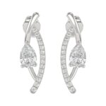 14K WHITE GOLD 1.00CT ROUND/PEAR DIAMOND LADIES EARRINGS
