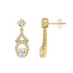 14K YELLOW GOLD 1.00CT ROUND/OVAL DIAMOND LADIES EARRING - Image 2