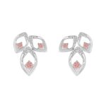 ETERNAL BLUSH COLLECTION LADIES EARRINGS 1/2CT ROUND DIAMOND 14K WHITE GOLD (CENTER STONE PINK ROUND DIAMOND 1/3CT)
