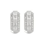 14K WHITE GOLD 1.00CT ROUND/PRINCESS/BAGUETTE DIAMOND LADIES EARRINGS
