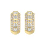 14K YELLOW GOLD 1.00CT ROUND/PRINCESS/BAGUETTE DIAMOND LADIES EARRINGS