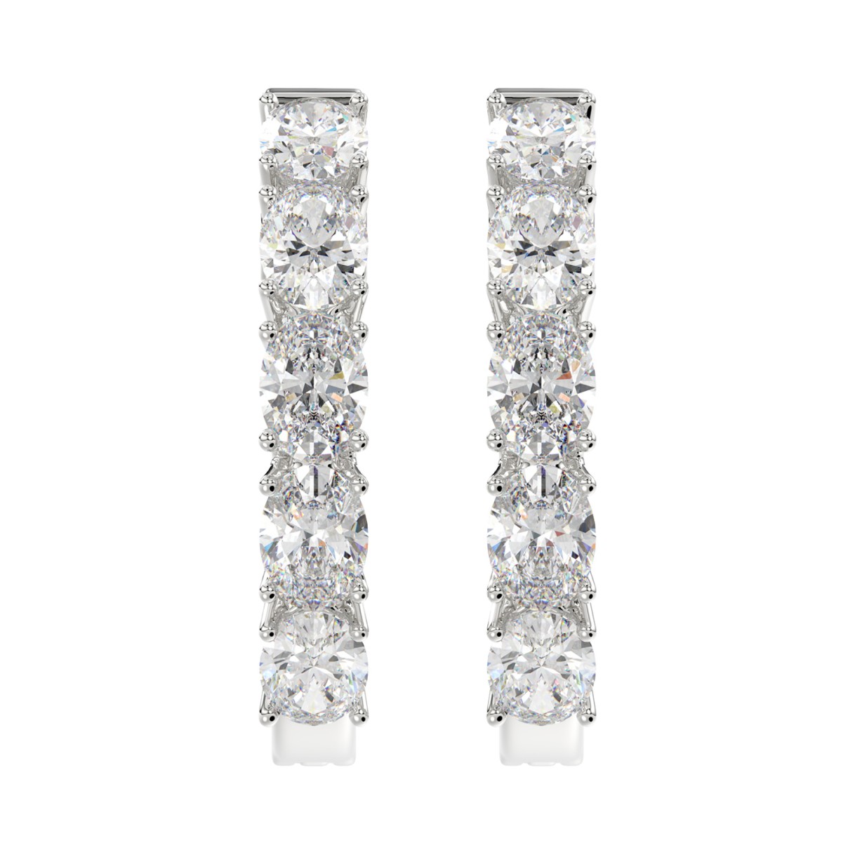 LADIES HOOP EARRINGS 2CT OVAL DIAMOND 14K WHITE GOLD 1 LADIES HOOP EARRINGS 2CT OVAL DIAMOND 14K WHITE GOLD - Image 1