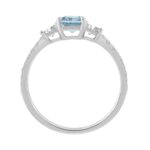 14K White Gold 1 1/2CT Trapezoid/Round/Radiant Cut Blue Diamond Three-Stone Engagement Ladies Ring 1.00CT Radiant Center stone (Color F-G -Clarity V - Image 2