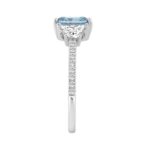 14K White Gold 1 1/2CT Trapezoid/Round/Radiant Cut Blue Diamond Three-Stone Engagement Ladies Ring 1.00CT Radiant Center stone (Color F-G -Clarity V - Image 3