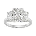 14K White Gold 5.00Ct Radiant Lab Grown Diamond Ring 3.00Ct Center Stone Emerald Diamond Three Stone Engagement Ring For Women (Color F-G Clarity Vs1