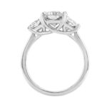 14K White Gold 5.00Ct Radiant Lab Grown Diamond Ring 3.00Ct Center Stone Emerald Diamond Three Stone Engagement Ring For Women (Color F-G Clarity Vs1 - Image 2