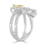 14K WHITE GOLD 3.00CT ROUND/PEAR/MARQUISE DIAMOND LADIES RING (CENTER STONE YELLOW PEAR DIAMOND 1 1/2CT) - Image 3