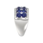 14K WHITE GOLD 4.00CT ROUND/ROUND BLUE SAPPHIRE DIAMOND LADIES RING - Image 3