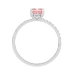 1 1/4CT Elegance Ring 14k Round/Radiant Diamond White Gold 1.00CT Pink Radiant Center stone (Color F-G -Clarity VS1/VS2) - Image 2