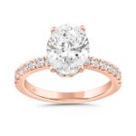 14K ROSE GOLD 1/2CT ROUND/OVAL DIAMOND LADIES RING (CENTER STONE OVAL DIAMOND 2CT) - Image 2