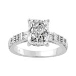 14K WHITE GOLD 3 1/2CT ROUND/BAGUETTE/RADIANT DIAMOND LADIES RING