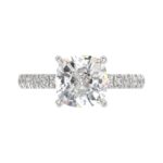 14K WHITE GOLD 3 1/2CT ROUND/CUSHION DIAMOND LADIES RING (CENTER STONE CUSHION DIAMOND 3CT) - Image 5